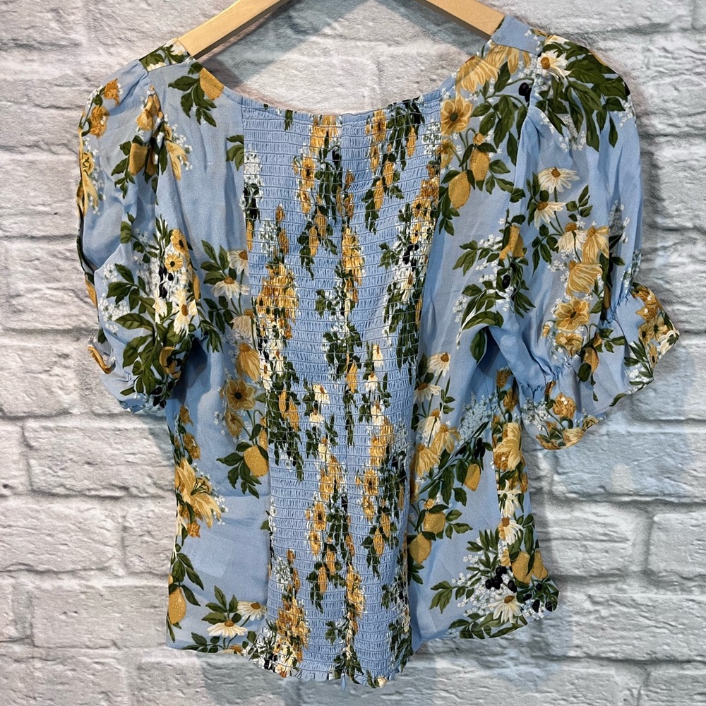 Reformation Blue Floral Sweetheart Top with Yellow Flowers - Picture 8 of 14